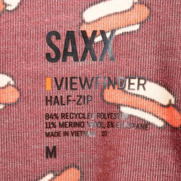 SAXX Men's Viewfinder Long Sleeve Half-Zip Red Hot Diggity | M - Picture 3 of 6